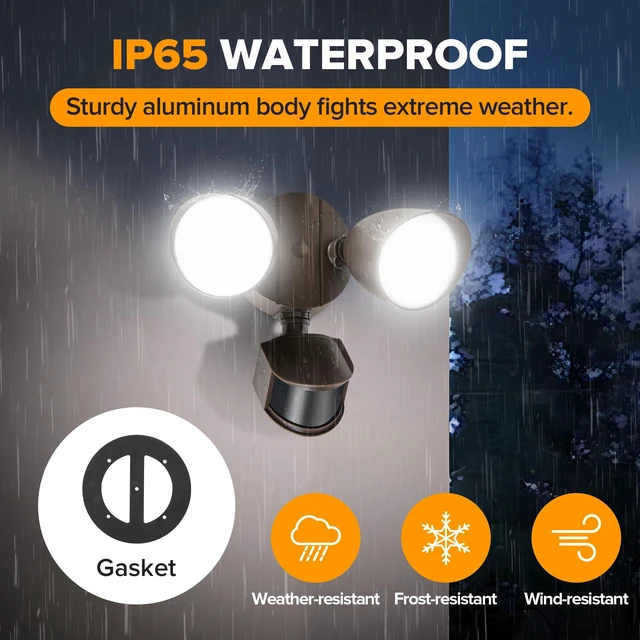 Alt view image 5 of 7 - 32W 3500 Lumen LED Security Lights Motion Sensor Light Outdoor, 5000K Daylight, IP65 Waterproof, Dusk to Dawn, Motion Detector Flood Light for Garage, Yard, Porch-Brown