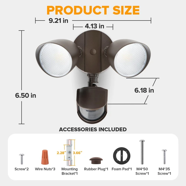 Alt view image 6 of 7 - 32W 3500 Lumen LED Security Lights Motion Sensor Light Outdoor, 5000K Daylight, IP65 Waterproof, Dusk to Dawn, Motion Detector Flood Light for Garage, Yard, Porch-Brown