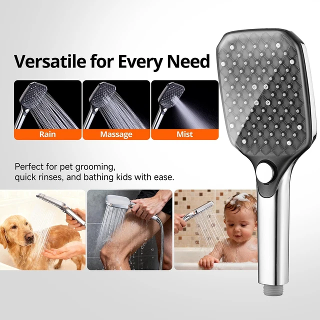 Alt view image 6 of 7 - XXL 12.2" Rain Shower Head with Handheld Spray, High Pressure Combo Height adjustable dual shower system with rainfall showerhead and handheld spray for bathroom upgrades and easy rinsing