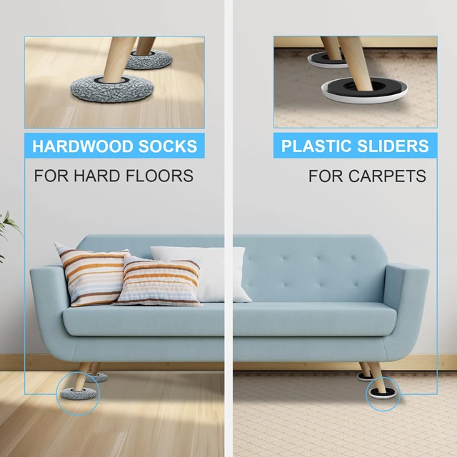 Alt view image 3 of 7 - New Upgrade Furniture Movers Sliders: Multi-Surface Furniture Sliders Round 4PCS 4.3" Moving Pads and 4 Hardwood Socks - with Anti-Slip Groove - Protect Floor and Easily Move Bed Couch Table