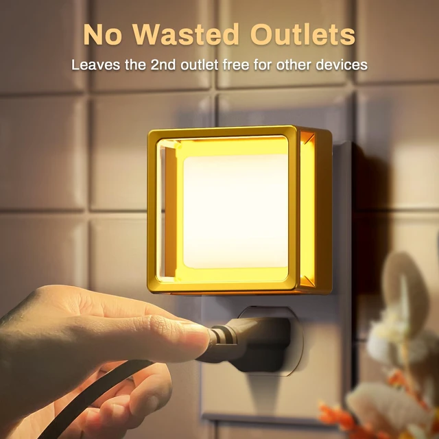 Alt view image 3 of 7 - Night Light,Night Lights Plug into Wall,2 Pack 3000K Nightlight Nightlight with Adjustable Brightness,Automatic Night Light Plug in with Light Sensor,for Bathroom Hallway Room Decor,Gold