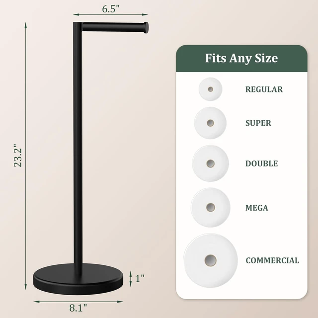 Alt view image 5 of 7 - Matte Black Toilet Paper Holder Stand Free Standing Tissue Roll Holder Freestanding Toilet Paper Stand Storage for Bathroom 304 Stainless Steel Rustproof for 4 Rolls(Fits All Rolls) by