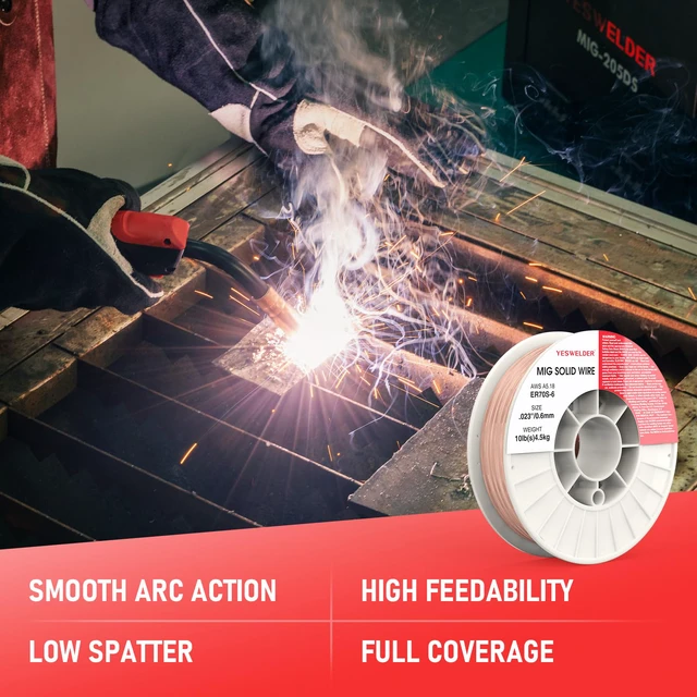 Alt view image 2 of 7 - ER70S-6 MIG Welding Wire, 0.023 in 10 Pounds ABS Strong Spool 0.023 in solid-wire spool, gas-shielded welding applications