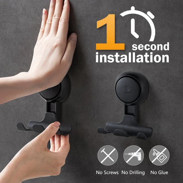 Alt view image 2 of 7 - Razor Holder for Shower 2 Pack, Powerful Suction Cup Hooks, Black No Drill, Powerful Suction Up to 11 lbs, Shower Hook for Bathroom Wall Glass Tile, Removable Holder for Razor Towel Loofah