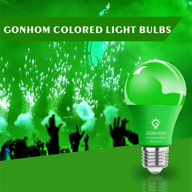 Alt view image 2 of 6 - 8 Pack A19 LED Green Light Bulbs,Christmas Colored Light Bulbs 9W Equivalent 100W,E26 Base Green LED Lights for St.Patrick's Day,Thanksgiving Day,New Year,Holiday Lighting,Decorative Lighting