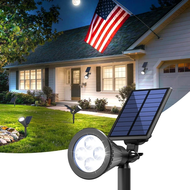 Main image of 1 Pack Solar Spot Lights Outdoor Waterproof with Focus Beam Solar SpotLights for Flag Tree, 2 Lighting Modes, Solar Landscape Lights for Yard Garden Lawn Pathway, Cool White