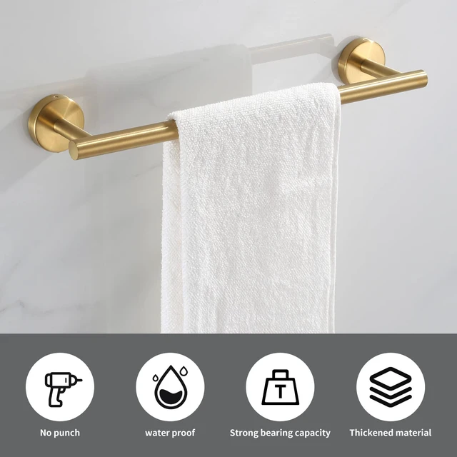 Alt view image 5 of 7 - Bathroom Hardware Set Brushed Gold, 10pcs Towel Bar Set Including 2pcs16 inch Towel Bars, Toilet Paper Holders, Towel Rings and 4pcs Robe Towel Hooks