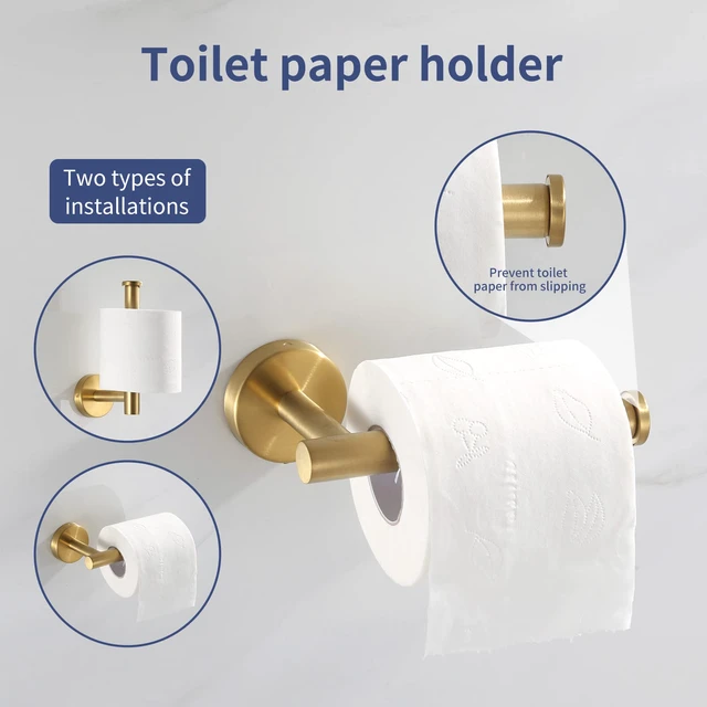 Alt view image 7 of 7 - Bathroom Hardware Set Brushed Gold, 10pcs Towel Bar Set Including 2pcs16 inch Towel Bars, Toilet Paper Holders, Towel Rings and 4pcs Robe Towel Hooks