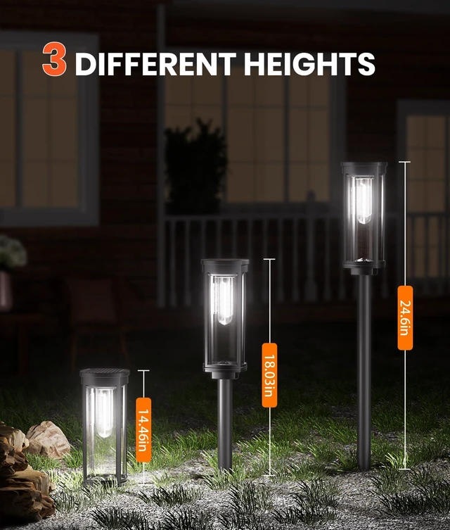 Alt view image 6 of 7 - Solar Garden Lights, 4 Pack, Cool White, IP65 For pathways and gardens, Solar Powered Pathway Lights Waterproof pair auto on/off with 1124 h runtime for driveway edges