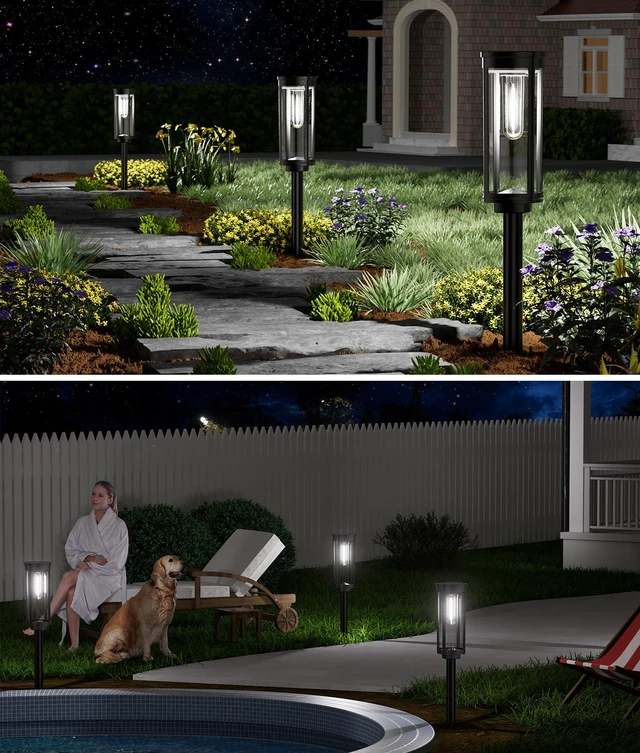 Alt view image 7 of 7 - Solar Garden Lights, 4 Pack, Cool White, IP65 For pathways and gardens, Solar Powered Pathway Lights Waterproof pair auto on/off with 1124 h runtime for driveway edges