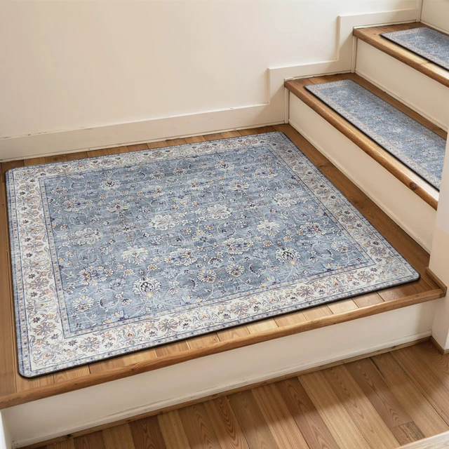 Alt view image 2 of 7 - Stair Treads Non-Slip Matching Mat for Wooden Steps 31"x31" Stair Rugs Square Capet Stair Treads Rubber Backing Stair Runner Anti-Slip Stair Landing Mat Carpet for Stairs