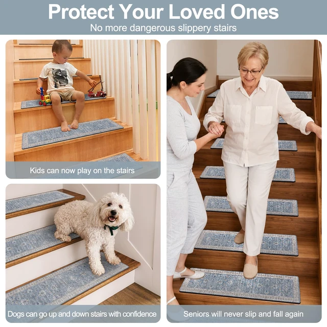 Alt view image 5 of 7 - Stair Treads Non-Slip Matching Mat for Wooden Steps 31"x31" Stair Rugs Square Capet Stair Treads Rubber Backing Stair Runner Anti-Slip Stair Landing Mat Carpet for Stairs