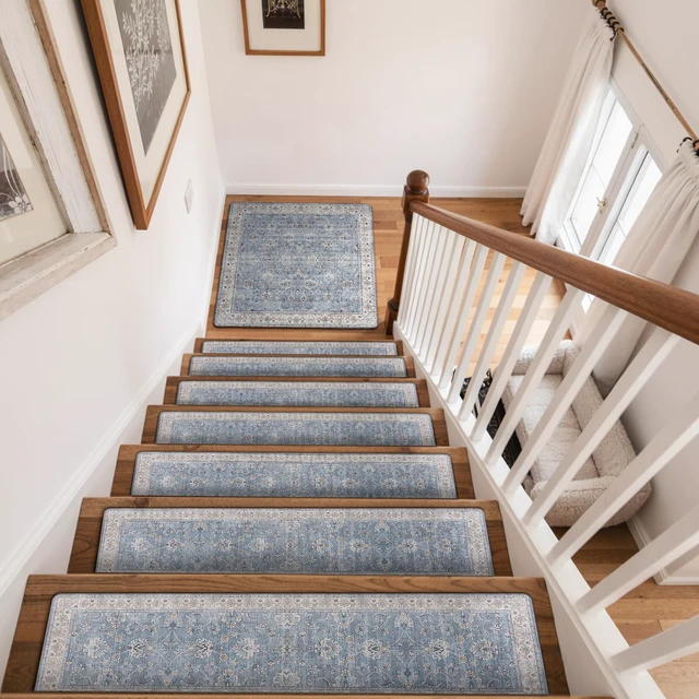 Alt view image 7 of 7 - Stair Treads Non-Slip Matching Mat for Wooden Steps 31"x31" Stair Rugs Square Capet Stair Treads Rubber Backing Stair Runner Anti-Slip Stair Landing Mat Carpet for Stairs