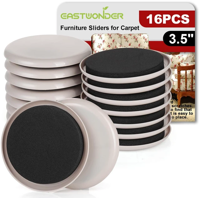 Main image of Furniture Sliders for Carpet 16 PCS - 3 1/2" Heavy Duty Furniture Movers Sliders, Reusable Moving Pads, Easily and Safely Move Any Item, Floor Protection