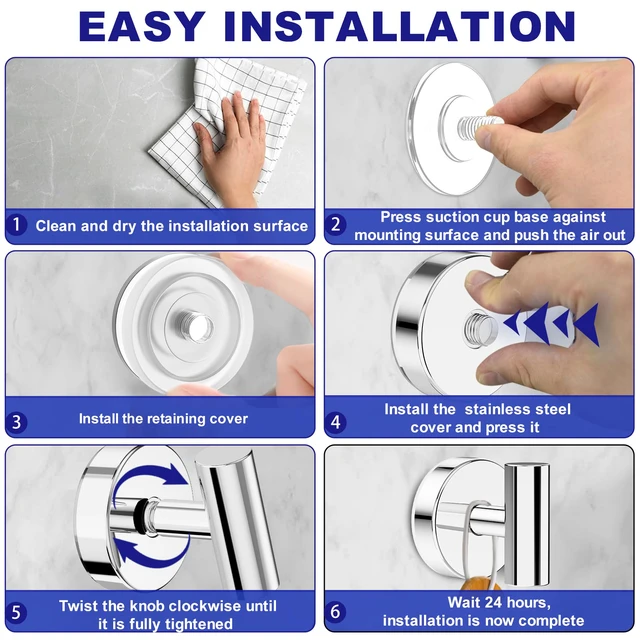 Alt view image 4 of 7 - Suction Cup Hooks, Shower Hooks for Inside Shower Removable Towel Hooks for Bathroom Window Glass Mirror Tile, Bath Robe Looafh Hook for Hanging Waterproof & Rustproof, Chrome (2 Pack)