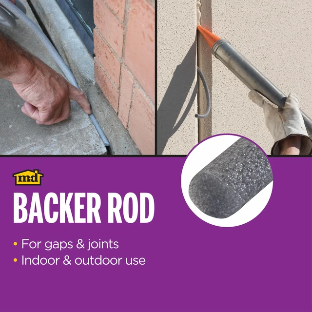 Alt view image 3 of 7 - MD Building Foam Backer Rod for 3/4in Gaps and Joints, Gray, 15ft Closed-Cell Foam, Prevents Caulk Waste, Cuts With Scissors, Blocks Drafts Moisture Dust Insects, Indoor/Outdoor