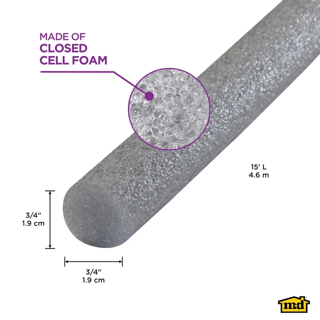 Alt view image 2 of 7 - MD Building Foam Backer Rod for 3/4in Gaps and Joints, Gray, 15ft Closed-Cell Foam, Prevents Caulk Waste, Cuts With Scissors, Blocks Drafts Moisture Dust Insects, Indoor/Outdoor