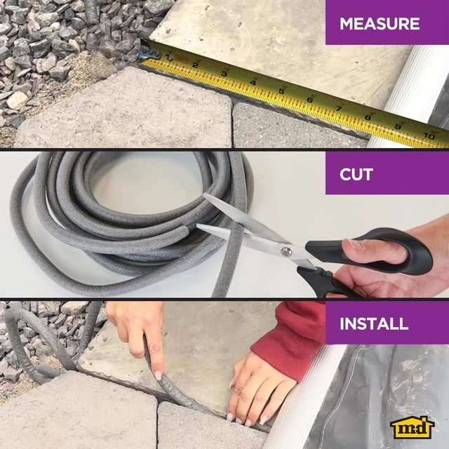 Alt view image 5 of 7 - MD Building Foam Backer Rod for 3/4in Gaps and Joints, Gray, 15ft Closed-Cell Foam, Prevents Caulk Waste, Cuts With Scissors, Blocks Drafts Moisture Dust Insects, Indoor/Outdoor