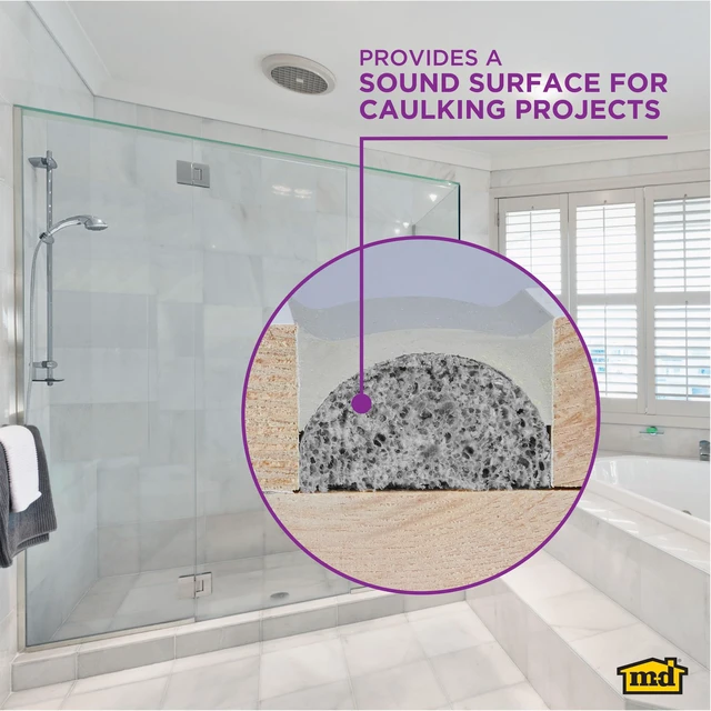 Alt view image 4 of 7 - MD Building Foam Backer Rod for 3/4in Gaps and Joints, Gray, 15ft Closed-Cell Foam, Prevents Caulk Waste, Cuts With Scissors, Blocks Drafts Moisture Dust Insects, Indoor/Outdoor