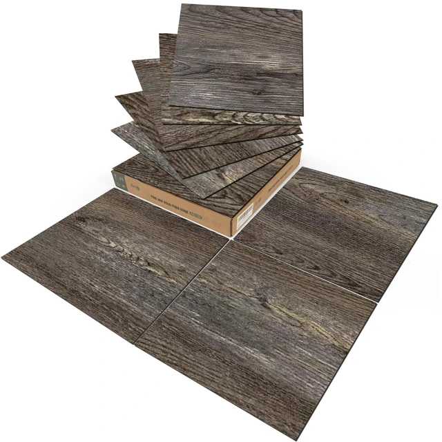 Main image of 30-Pack Peel and Stick Vinyl Floor Planks, 12 x 12 in, Dark Brown Oak Premium Vinyl, Self-Adhesive, Waterproof, Wood Grain, Fade-Resistant, Scratch-Proof, Ideal for Kitchen, Dining Room, Bedrooms