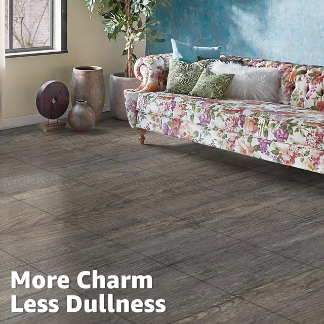 Alt view image 2 of 7 - 30-Pack Peel and Stick Vinyl Floor Planks, 12 x 12 in, Dark Brown Oak Premium Vinyl, Self-Adhesive, Waterproof, Wood Grain, Fade-Resistant, Scratch-Proof, Ideal for Kitchen, Dining Room, Bedrooms