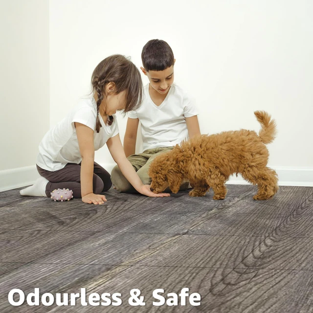 Alt view image 3 of 7 - 30-Pack Peel and Stick Vinyl Floor Planks, 12 x 12 in, Dark Brown Oak Premium Vinyl, Self-Adhesive, Waterproof, Wood Grain, Fade-Resistant, Scratch-Proof, Ideal for Kitchen, Dining Room, Bedrooms