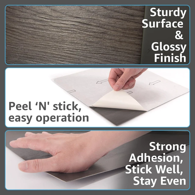 Alt view image 4 of 7 - 30-Pack Peel and Stick Vinyl Floor Planks, 12 x 12 in, Dark Brown Oak Premium Vinyl, Self-Adhesive, Waterproof, Wood Grain, Fade-Resistant, Scratch-Proof, Ideal for Kitchen, Dining Room, Bedrooms