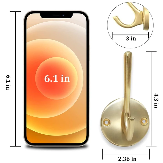 Alt view image 6 of 7 - Coat Hooks for Hanging Coat Hooks for Wall Mounted Brass Wall Hooks Heavy Duty Brushed Robe Closet Hooks for Hanging Coats Entryway Metal Towel Hooks for Bathrooms (8, Gold)