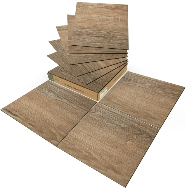Main image of 30-Pack Peel and Stick Vinyl Floor Planks, 12" x 12", Light Brown Ash Premium Vinyl, Self-Adhesive, Waterproof, Wood Grain, Fade-Resistant, Scratch-Proof, Ideal for Kitchen, Dining Room, Bedrooms
