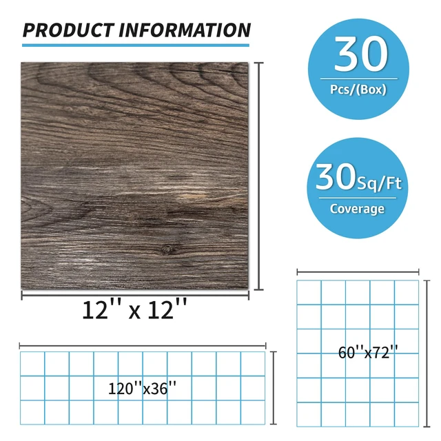 Alt view image 6 of 7 - 30-Pack Peel and Stick Vinyl Floor Planks, 12 x 12 in, Dark Brown Oak Premium Vinyl, Self-Adhesive, Waterproof, Wood Grain, Fade-Resistant, Scratch-Proof, Ideal for Kitchen, Dining Room, Bedrooms
