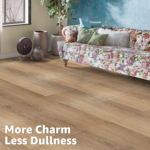 Alt view image 2 of 7 - 30-Pack Peel and Stick Vinyl Floor Planks, 12" x 12", Light Brown Ash Premium Vinyl, Self-Adhesive, Waterproof, Wood Grain, Fade-Resistant, Scratch-Proof, Ideal for Kitchen, Dining Room, Bedrooms