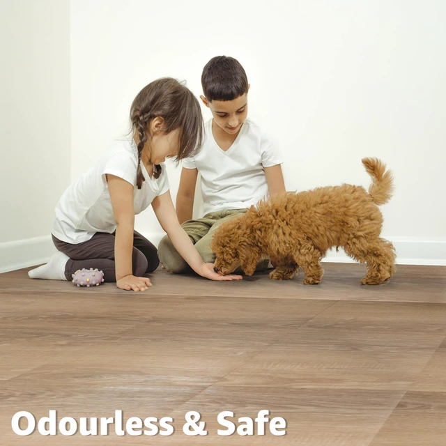 Alt view image 3 of 7 - 30-Pack Peel and Stick Vinyl Floor Planks, 12" x 12", Light Brown Ash Premium Vinyl, Self-Adhesive, Waterproof, Wood Grain, Fade-Resistant, Scratch-Proof, Ideal for Kitchen, Dining Room, Bedrooms