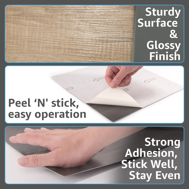 Alt view image 4 of 7 - 30-Pack Peel and Stick Vinyl Floor Planks, 12" x 12", Light Brown Ash Premium Vinyl, Self-Adhesive, Waterproof, Wood Grain, Fade-Resistant, Scratch-Proof, Ideal for Kitchen, Dining Room, Bedrooms