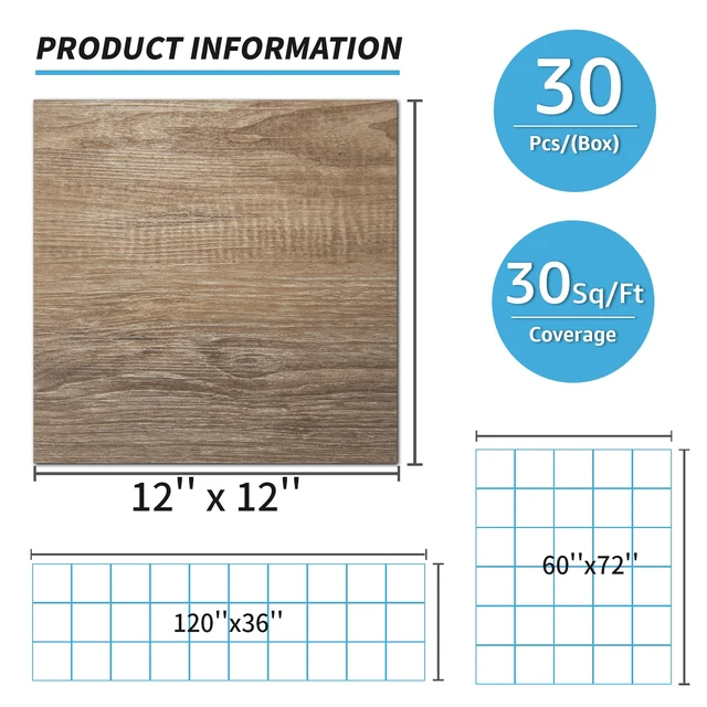 Alt view image 6 of 7 - 30-Pack Peel and Stick Vinyl Floor Planks, 12" x 12", Light Brown Ash Premium Vinyl, Self-Adhesive, Waterproof, Wood Grain, Fade-Resistant, Scratch-Proof, Ideal for Kitchen, Dining Room, Bedrooms