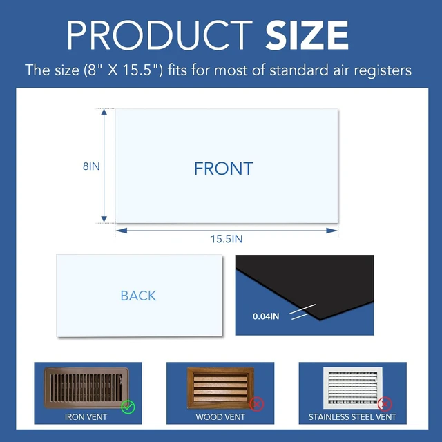 Alt view image 2 of 5 - Magnetic Vent Covers-8" x 15.5",2 Pack Vents Cover Strong Vents Cover for Decorative Floor Standard Air Registers Wall and Ceiling Register Homes and RV HVAC