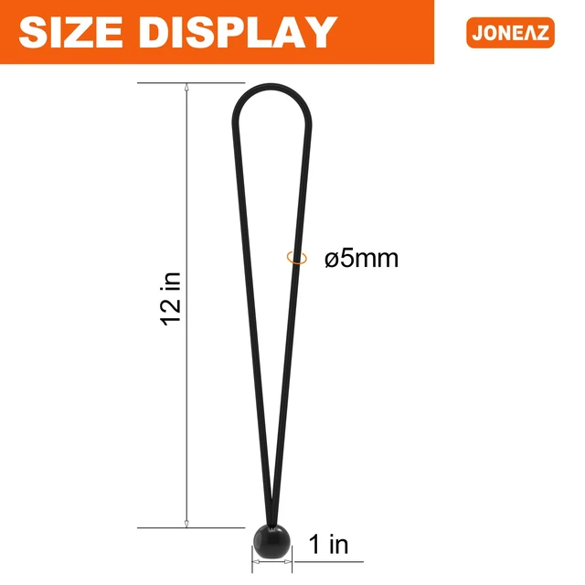 Alt view image 2 of 7 - Ball Bungee Cords 12 inch, 50 Piece UV Resistant Heavy Duty Tie Down Cord