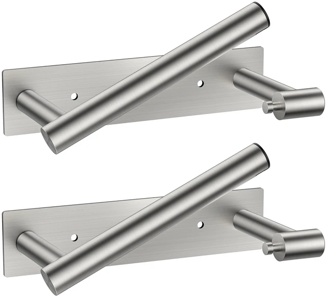 Main image of Commercial Toilet Paper Holder Wall Mount Bathroom Tissue Holder Brushed Nickel 2 Pack| Adhesive or Screw | SUS304 Stainless Steel Rustproof | Pivoting Tissue Roll Holder | Square Base