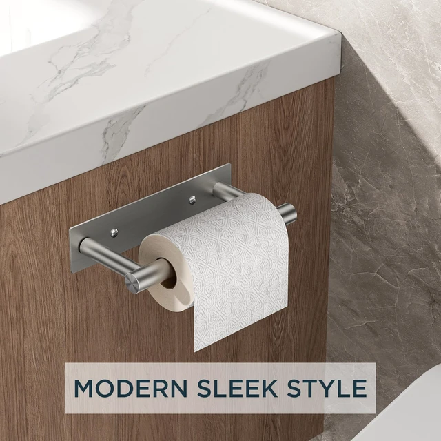 Alt view image 2 of 7 - Commercial Toilet Paper Holder Wall Mount Bathroom Tissue Holder Brushed Nickel 2 Pack| Adhesive or Screw | SUS304 Stainless Steel Rustproof | Pivoting Tissue Roll Holder | Square Base