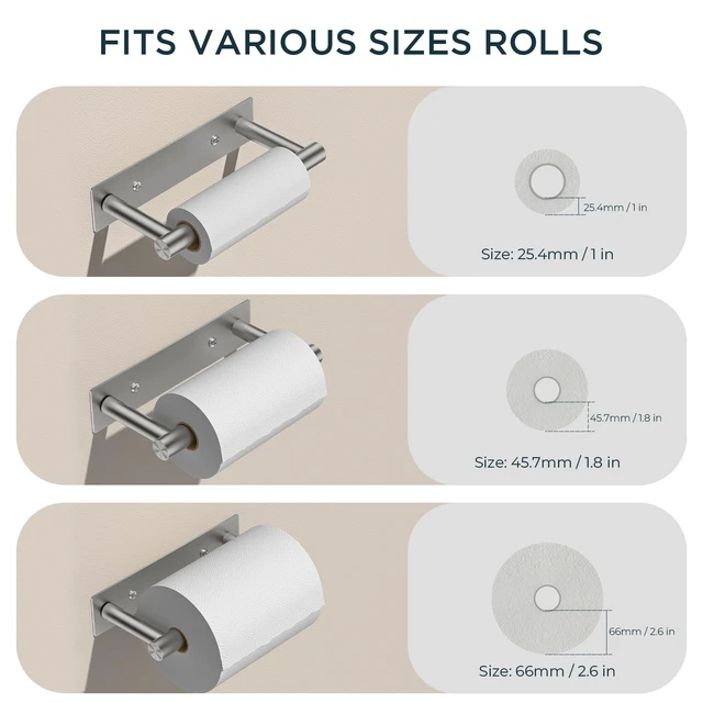 Alt view image 4 of 7 - Commercial Toilet Paper Holder Wall Mount Bathroom Tissue Holder Brushed Nickel 2 Pack| Adhesive or Screw | SUS304 Stainless Steel Rustproof | Pivoting Tissue Roll Holder | Square Base