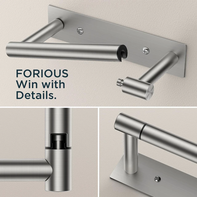Alt view image 7 of 7 - Commercial Toilet Paper Holder Wall Mount Bathroom Tissue Holder Brushed Nickel 2 Pack| Adhesive or Screw | SUS304 Stainless Steel Rustproof | Pivoting Tissue Roll Holder | Square Base