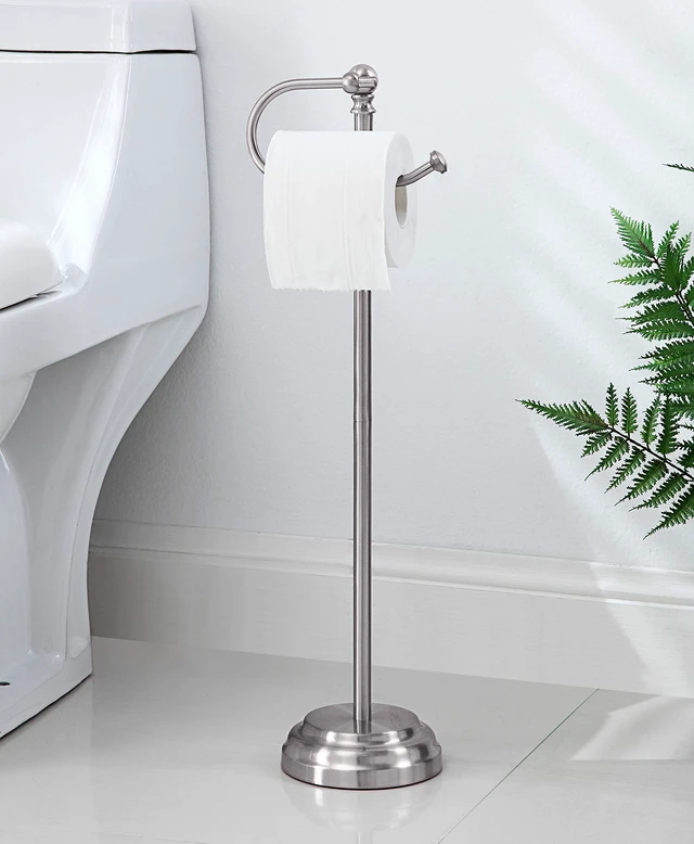 Alt view image 2 of 6 - Classic Bathroom Free Standing Toilet Tissue Paper Roll Holder Stand