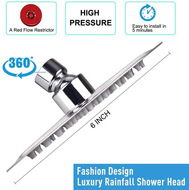 Alt view image 3 of 6 - Rain Shower Head, Ultra-Thin Design-Pressure Boosting, Awesome Some Experience, High Flow Stainless Steel Rainfall Head (6 Inch,Chrome Finish)
