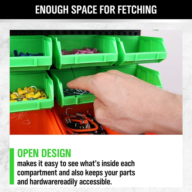 Alt view image 6 of 7 - 30-Bin Wall-Mounted Storage Bins, Heavy-Duty Garage Tool Organizer for Screws, Nuts, Bolts, Nails, Small Hardware Parts - Easy Installation and Customizable
