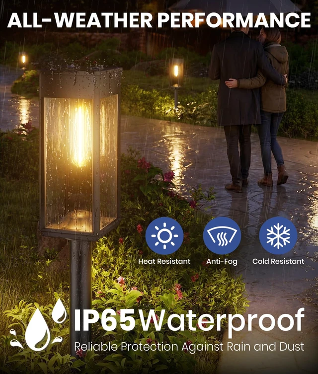Alt view image 3 of 6 - Solar Garden Lights, 4 Pack, 3 Heights, Warm White, IP65 Solar Powered Pathway Lights Waterproof pair 3 adjustable heights and auto on/off with 1124 h runtime for garden paths
