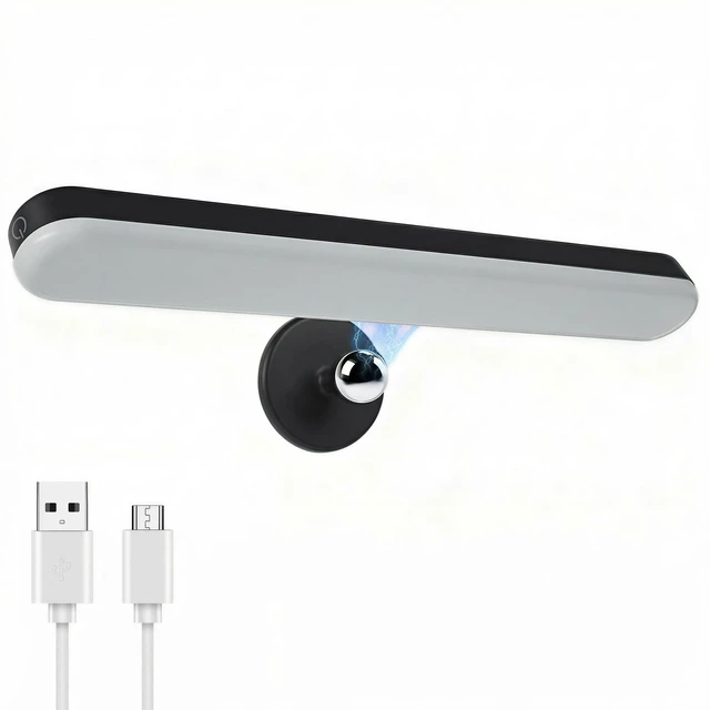 Main image of Wireless Vanity Light for Mirror, Rechargeable LED Bar, Black Adjustable Makeup Lighting with Cordless Stick-On Design for Bathrooms, Dressing Tables and Renter-Friendly Decor