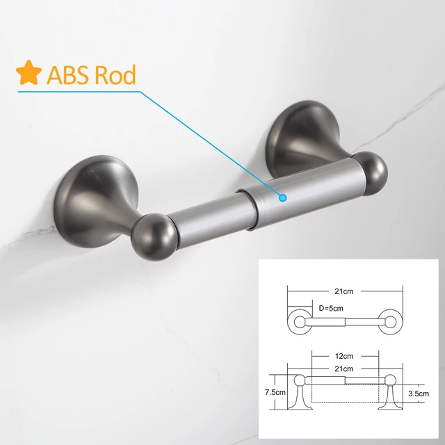 Alt view image 2 of 7 - Bathroom Hardware Set Grey Electroplating 4-Piece Bathroom Accessories Set Wall Mounted Adjustable Towel Bar Robe Hook Toilet Paper Holder Towel Ring Glossy Grey