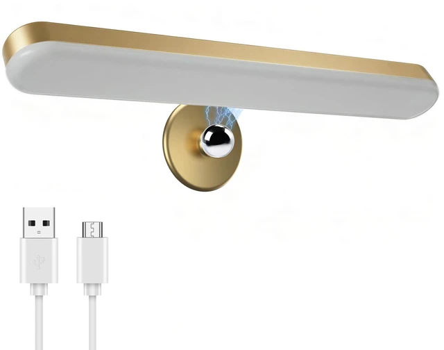 Main image of Wireless Vanity Light for Mirror, Rechargeable LED Bar, Gold Adjustable Color, Brightness and Angle with Magnetic Stick-On Design for Makeup Mirrors and Renter-Friendly Decor