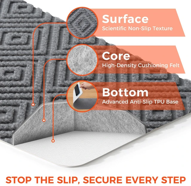 Alt view image 2 of 7 - 15-Pack Non-Slip Stair Treads 8"x30" for Wooden Steps, Light Gray No-Residue Adhesive, 0.28" Thick Cushion, Machine Washable, Safe for Dogs, Kids & Elderly, Peel-and-Stick Easy Installation