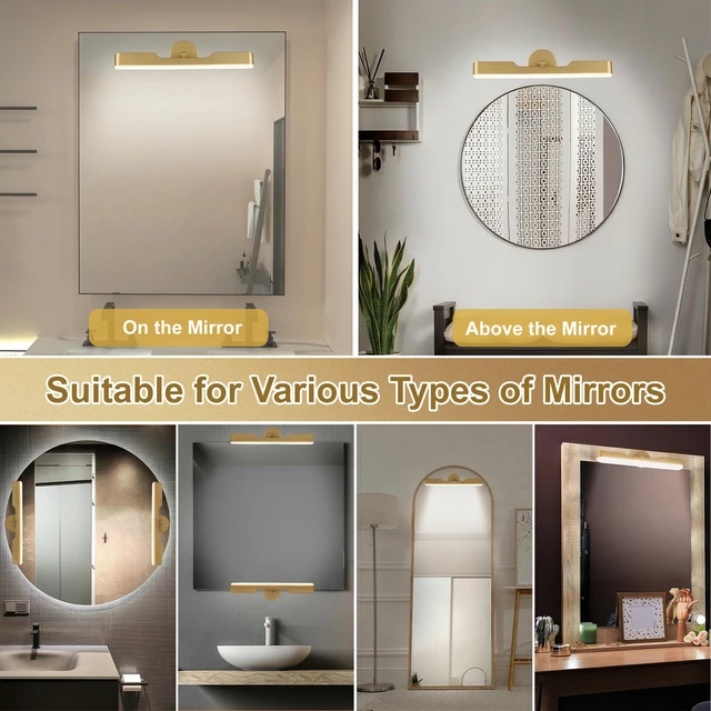 Alt view image 6 of 7 - Wireless Vanity Light for Mirror, Rechargeable LED Bar, Gold Adjustable Color, Brightness and Angle with Magnetic Stick-On Design for Makeup Mirrors and Renter-Friendly Decor