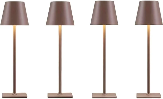 Main image of 4 Pack Brown Cordless Table Lamps-Wireless Rechargeable Lamps Bulk of 4,Waterproof Outdoor Table Lamp for Patio/Restaurant/Dinner Dining Tabletop Lights/Kitchen,Multiple Battery Operated Lamps
